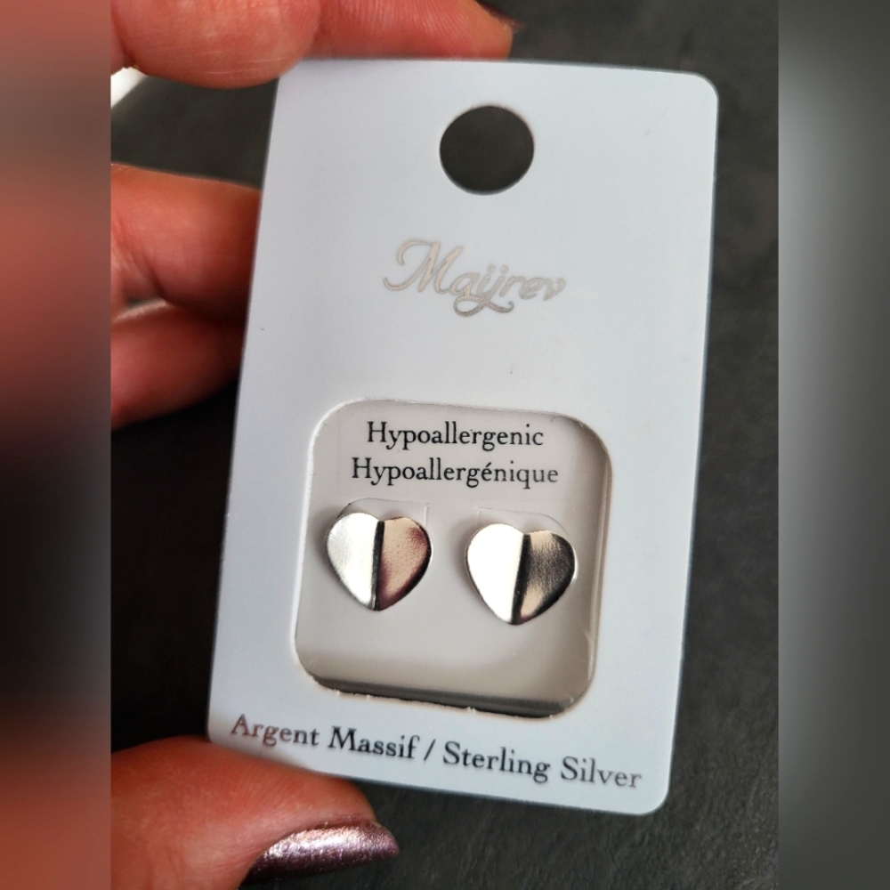 Majrev Sterling Silver Heart Earrings